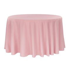 a round pink tablecloth with scalloped edges