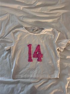 number 14 cropper tshirt (message for a different number) Spring Cropped T-shirt With Text Print, Pink Cropped Shirt With Letter Print, White Cropped Shirt With Letter Print, Cropped Shirt, Crop Shirt, Festival Season, Favorite Outfit, Gender Neutral, Bathing Beauties