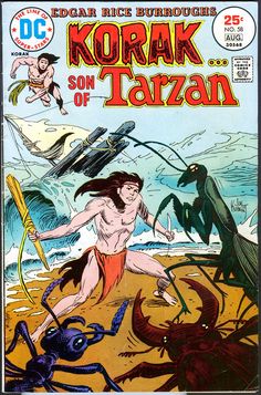 the cover to korak son of tarzann, featuring an image of a man with