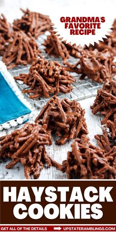 These Haystack Cookies are a fun and easy treat that captures the essence of grandma's kitchen. With their chewy chocolate coating and crispy noodles, they are perfect for sharing at parties or enjoying as a snack. Create sweet memories with this retro favorite!