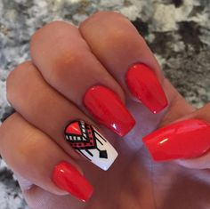 Nails Red Design, Trendy Nails Red, Nails Red Christmas, Indian Nails, Red And White Nails, Boho Nails, Turquoise Nails, Red Acrylic Nails