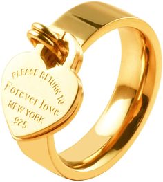 PRICES MAY VARY. Material: Finger rings for women with double heart charms, engraving the warm love words. Made of premium stainless steel, crafted in 18k gold plated with fabulous design Specification: High polished anti-fading cute ring can be chosen in size 6# ,7#, 8#, 9# and 10#. Pls order the suitable size for yourself Perfect for Her: Special jewelry for your loved one, charming dangle ring is popular with women. A nice choice for your mother, wife, lover on mother's day, birthday, anniver Engraved Promise Rings, Evil Eye Hand, Heart Band, Friendship Rings, Charm Rings, Special Jewelry, Cute Rings, Gold Plated Rings, Love Ring