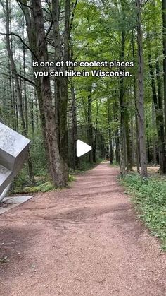 a path in the woods with a quote on it