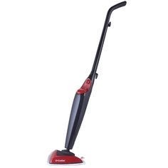 a red and black vacuum cleaner on a white background