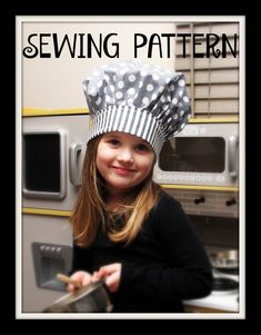 Sewing Pattern Baker's Hat - Chef's Hat - Youth - Adult - Tutorial - Adjustable size Patterns For Toddler Aprons, Sew Small Chef Hat, Sew Chef Hat, Mermaid Christmas Stocking, White Stripes Band, Baker Hat, Bakers Hat, Toddler Apron, Crayon Holder