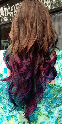 awesome! Blonde Ombre Balayage, Color Tips, Hair Chalk, Temporary Hair Color, Dip Dyed, Red And Purple, Ombre Hair Color, Short Hairstyle, Colored Hair