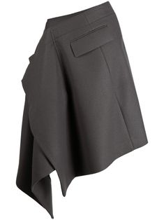 Find SACAI Asymmetric Tailored Midi Skirt on Editorialist. anthracite grey wool asymmetric design draped panel detail concealed front zip fastening high-waisted central rear vent asymmetric hem knee-length