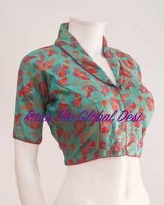 Kalamkari Blouse, Blouse Designs High Neck, Sari Design, Brocade Blouse, Latest Model Blouse Designs