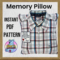 a shirt with the words memory pillow on it and an image of a teddy bear