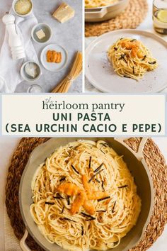 Uni pasta in a non-stick pan, featuring buttery sea urchin, creamy pasta, and strips of nori. Cheesy Noodles, Creamy Noodles, Date Night At Home, Seafood Pasta Recipes, Nori Seaweed, Italian Pasta Dishes, Night At Home, Seafood Pasta, Western Food