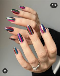 Disco Nails, Chrome Designs, New Years Eve Nails, Chrome Nails Designs, Colorful Nail, Funky Nails, Nail It, Chic Nails, Chrome Nails