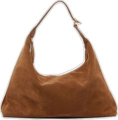 Modern Formal Hobo Bag, Minimalist Brown Shoulder Bag For Formal Occasions, Elegant Structured Hobo Bag For Everyday Use, Designer Rectangular Hobo Bag For Work, Modern Hobo Bag With Gold-tone Hardware, Modern Rectangular Hobo Bag For Work, Contemporary Scandinavian, Suede Pillows, Timeless Wardrobe