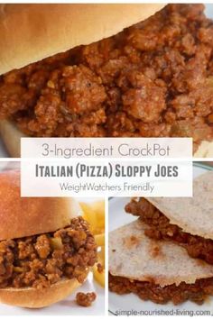 three ingredient crockpot italian pizza sloppy joes with weight watchers friendly ingredients