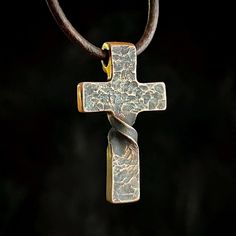 Beautiful Hand Forged, copper cross pendant.  Nothing is pre-made and ready to ship, everything is Made to Order, current wait time is 2-3 weeks. Thank you for your patience!  Each one comes on a complimentary adjustable leather necklace so it is ready to wear. You can replace the leather cord with your own chain if you choose. The loop on the pendant can fit most chain clasps.  They are strong and sturdy and will last a lifetime!  Custom sizes available upon request.  Made in Montana by Nick An Copper Cross Jewelry For Gifts, Bronze Cross Pendant Necklace For Gift, Adjustable Brown Cross Necklace, The Loop, Love Symbols, Great Love, Leather Necklace, Made In America, Hand Forged