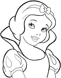 the princess from snow white coloring page with her hair in pigtails and bows on her head