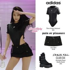 Jennie Adidas, Jennie's Outfit, Shut Down Dance, Adidas Bodysuit, Stuff Aesthetic, Save Outfits, Look Adidas, Bella Hadid Outfits