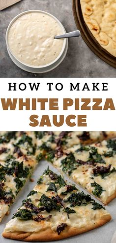 how to make white pizza sauce with spinach, cheese and other toppings on top