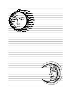 the sun and moon are drawn on lined paper