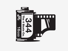 a black and white image of a film strip with the number 344 on it