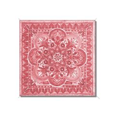 a red bandanna with an intricate flower design