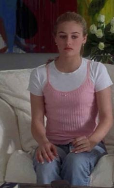 Extra points for basically inventing the trend where girls wore spaghetti strap tanks over t-shirts. Top Over Shirt Outfit, Tank Top Over Shirt, Cher Outfits, Stacey Dash, Cher Clueless, Clueless Fashion, Cher Horowitz, 90s Inspired Outfits, Clueless Outfits