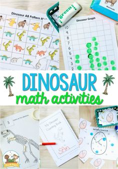 dinosaur math activities and printables for kids to practice their counting skills with dinosaurs