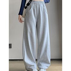 Season:Winter,Fall; Fabric:Cotton; Gender:Women's; Style:Streetwear,Fashion,Casual,Active; Elasticity:Micro-elastic; Occasion:Going out,Daily,Street,Vacation,Sport,Outdoor; Details:Fleece lined; Fit Type:Regular Fit; Function:Comfort,Soft,Comfortable,Thermal Warm; Waistline:High Waist; Pattern:Plain; Design:High Cut,Elastic Waist,Pocket; Pants Type:Sweatpants,Wide Leg; Front page:FF; Listing Date:11/16/2023; Production mode:External procurement; Pants Length:Full Length Cheap Full-length Sweatpants With Pockets, Full-length Comfort Stretch Cotton Sweatpants, Full-length Comfort Stretch Sweatpants With Comfort Waistband, Leisure Full-length Sweatpants With Elastic Waistband, Full-length Cotton Sweatpants With Multiple Pockets, Wide Leg Sweatpants, Womens Sweatpants, Type Of Pants, Active Women