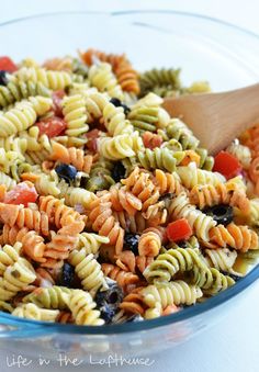 the pasta salad is ready to be eaten