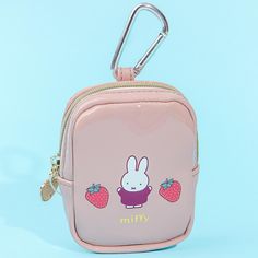 Store small cosmetics like lipstick, blush-on, and more inside this super kawaii pouch. It's illustrated with Miffy playing around with strawberries! This zippered pouch has a cute strawberry charm. You can attach it to your bag with its metal clip. Miffy Strawberry, Lipstick Blush, Kawaii Bags, Strawberry Charm, Super Kawaii, Cute Strawberry, Zippered Pouch, Rilakkuma, Cute Bags