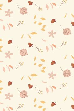 an image of leaves and flowers on a white background for wallpaper or wrapping paper