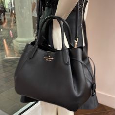 Kate Spade New York Dumpling Large Satchel Black Measurements 10" W X 9" H X 6.8" D Exterior: Front And Back Slip Pockets 10" W (At Top) 14.125" W (At Widest) Handle Drop: 5.125" Features Strap Drop: 22 Closure Type: Magnetic Snap And Zipper Closures Dust Bag Included: No Interior: Back Zip Pocket Materials Pebbled Leather Lining: Two Way Spade Jacquard Lining Style Number K8134 Color: Black Kate Spade Aesthetic Bag, Kate Spade Aesthetic, Dream Purse, Kate Spade Satchel, Kate Spade Cameron Street, Brown Satchel, Ostrich Leather, Kate Spade Purse, Satchel Purse