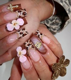 Pink Brown Nails, Gel Flower Nails, French Tip Nails Trendy, Trendy Nails Pink, Nails 3d Gel, Nails French Tip, Nails Y2k, Custom Nails, Nails 3d