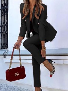 Work Outfits Frauen, Basic Streetwear, Casual Chique, Blazer Set, Looks Black, Work Outfits Women, Business Attire, Work Attire