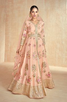 Peach Anarkali, Pastel Color Dress, Silk Pant, Gown Suit, Saree Gown, Anarkali Gown