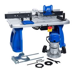 a table sawing machine with tools on it