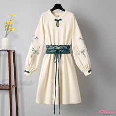 Qteee - Timeless Crane Embroidery Plush Hooded Sweatshirt Dress with a Vintage Twist Winter Embroidered Cotton Dress, Winter Cotton Dress With Embroidery, Casual Embroidered Winter Dresses, Casual Winter Dresses With Embroidery, Crane Embroidery, Kawaii Swimsuit, Dark Academia Clothing, Hooded Sweatshirt Dress, Anime Lingerie