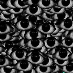 an image of many black and white eyes