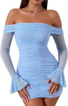 SALEA long sleeves,off shoulder,going out dress for more ig: everyth.for_better Brazil Clothing, Beautiful Short Dresses, Party Style Outfit, Special Outfits, Teenage Life, Bodycon Dress Online, Mesh Mini Dress, Mesh Bodycon Dress, Mini Robes