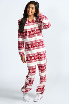 Check out this #christmas #pompom #onesie, #Warm, #cute and #cosy at the same time! @Susan Thomas Onesies For Women, Christmas Onsies, Onesie Party, Christmas Outfit Inspiration, Christmas Pom Pom, Pajama Outfit, Pajama Outfits, Onesie Pajamas