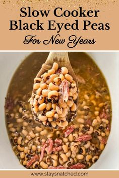 slow cooker black - eyed peas for new year's day with text overlay