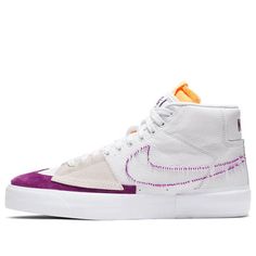 Nike Zoom Blazer Mid Edge SB 'White Viotech' DA2189-100 (SNKR/Skate/Lakers/Unisex/Mid Top) Nike White Skate Shoes For Streetwear, White Mid-top Skate Shoes, Nike White High-top Skate Shoes, White Lace-up High-top Sneakers For Skateboarding, Nike Urban White Skate Shoes, Nike White Urban Skate Shoes, White Urban Mid-top Skate Shoes, Urban White Skate Shoes, White Urban Style Skate Shoes