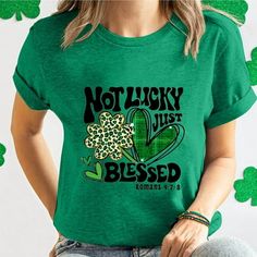 AOOCHASLIY St.Patrick's Day Women Tops Women's Graphic Print Short Sleeve Crew Neck Top Features: Soft Material: Cotton , the fabric is super soft, breathable, skin-friendly, great quality, very comfortable for women girls and lady to wear. Matching: It will be perfect to pair with shorts, leggings or for a casual yet trendy look to go shopping, outdoors, work, party, holidays, school, etc, suitable for spring, summer, or winter." Occasion: This top is suitable for Daily Casual, Workout, Running Flowy Shirts, Blessed Shirt, St Patrick Day Shirts, Crew Neck Top, Sleeves (women), Christian Shirts, Plus Size Shirts, Ladies Tops Fashion, St Patricks