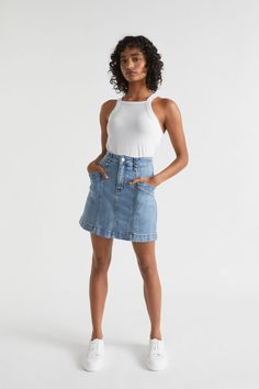 Denim A Line Seamed Skirt Capri Wash A Line Denim Skirt, Womens Skirts, Seed Heritage, Skirts Online, Women's Skirts, Denim Mini, It's Fall, Seasonal Fashion, Shop Womens