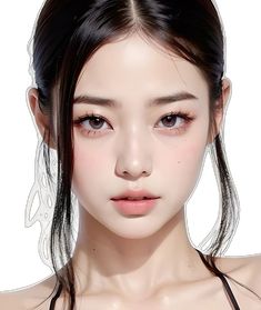 Chinese Side Profile, V Shaped Face Aesthetic, Korean Face Claims, Asian Face, Asian Makeup Looks, Flat Face