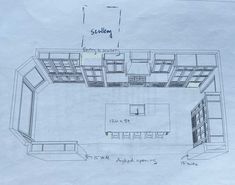 a blueprint drawing of a kitchen with lots of cabinets