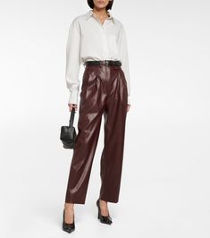 Burgundy Leather Pants, Brown Leather Pants, Faux Leather Pants, Top Brands, Black Pants, Brown Leather, Leather Pants, Straight Leg, Color Design