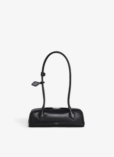 ALAÏA Women's Black LE TECKEL SMALL BAG IN GOATSKIN | ALAÏA US Elegant Formal Baguette Bag With Handles, Luxury Formal Baguette Bag With Handles, Designer Formal Baguette Bag, Designer Baguette Bag For Formal Occasions, Luxury Baguette Bag For Evening, Elegant Baguette Bag With Zipper Closure, Elegant Top Handle Baguette Bag With Zipper, Elegant Double Handle Baguette Bag With Zipper, Alaia Bag