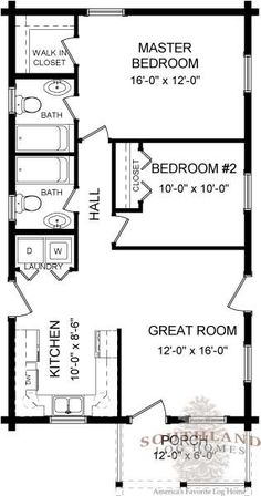 the floor plan for a two bedroom, one bathroom apartment with an attached living area