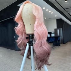 Lace Front Wig Virgin Human Hair Pink Ombre 150%Density 22" Lux Hair, Hair Light, Hair Tape, Barbie Hair, Pink Wig, Pretty Hair Color, Raw Hair, Peruvian Hair, Front Lace Wigs Human Hair