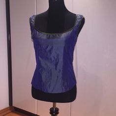 Nwot! Gorgeous Roberta Freymann Ny Pure Silk Sleeveless Back Zippered Blouse From Anthropologie In Size M. Gorgeous Exotic Cobalt Blue Color With Silk Dark Green Satin Trim And Lining. Fitted. Measurements: Bust About 34” Length About 21”. Made In India. Bundle And Save Blue Fitted Tank Vest, Fitted Blue Tank Vest, Fitted Silk Summer Vest, Fitted Blue Vest For Summer, Fitted Blue Vest For Party, Blue Fitted Vest Top, Fitted Tank Blouse For Night Out, Fitted Vest Blouse For Night Out, Blue Party Vest Top